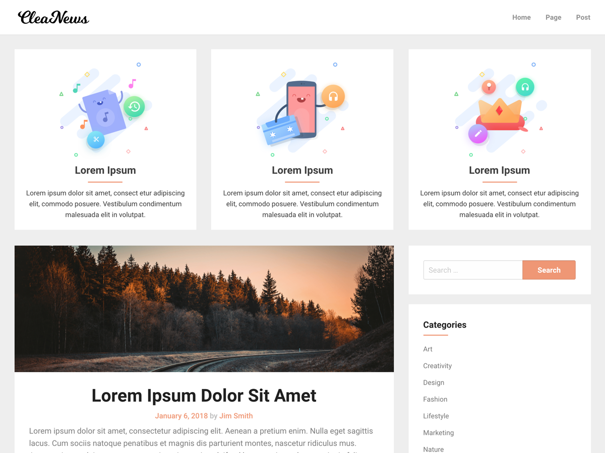 Cleanews theme screenshot