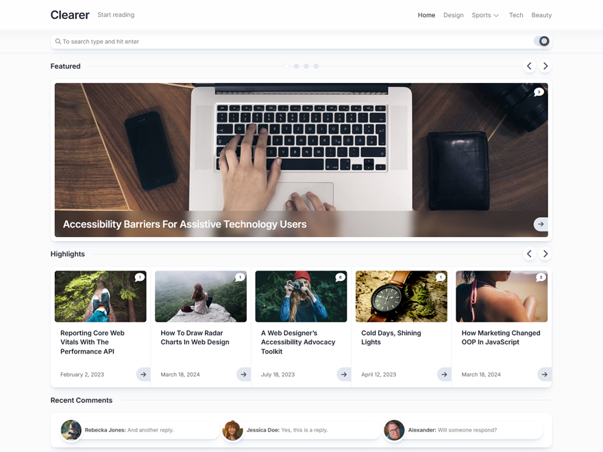 Clearer theme screenshot