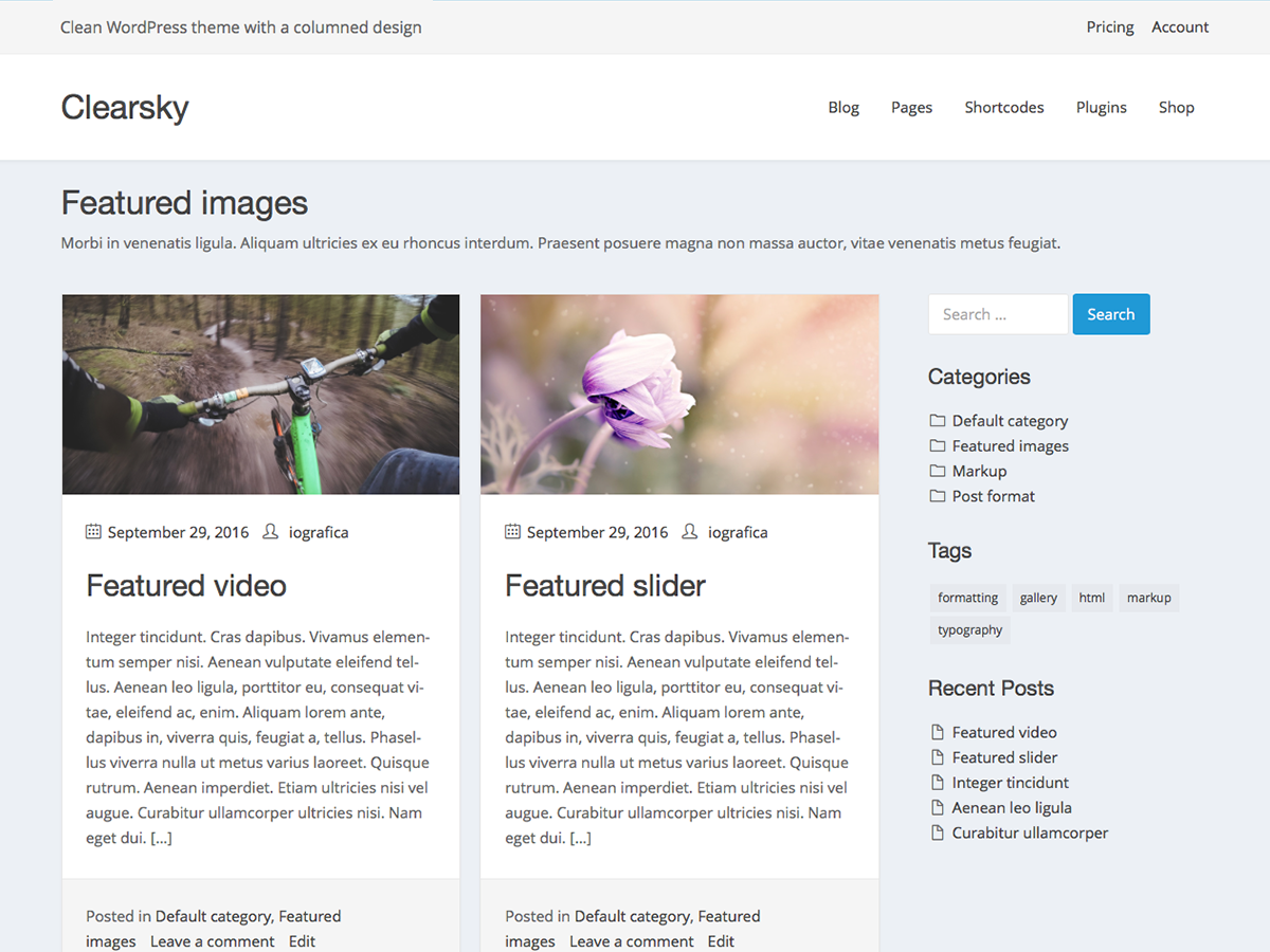 Clearsky theme screenshot