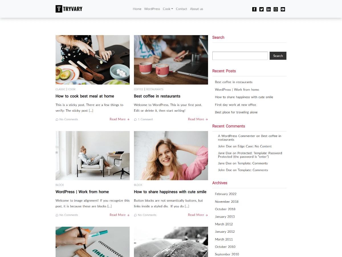 Cleora TryVary theme screenshot