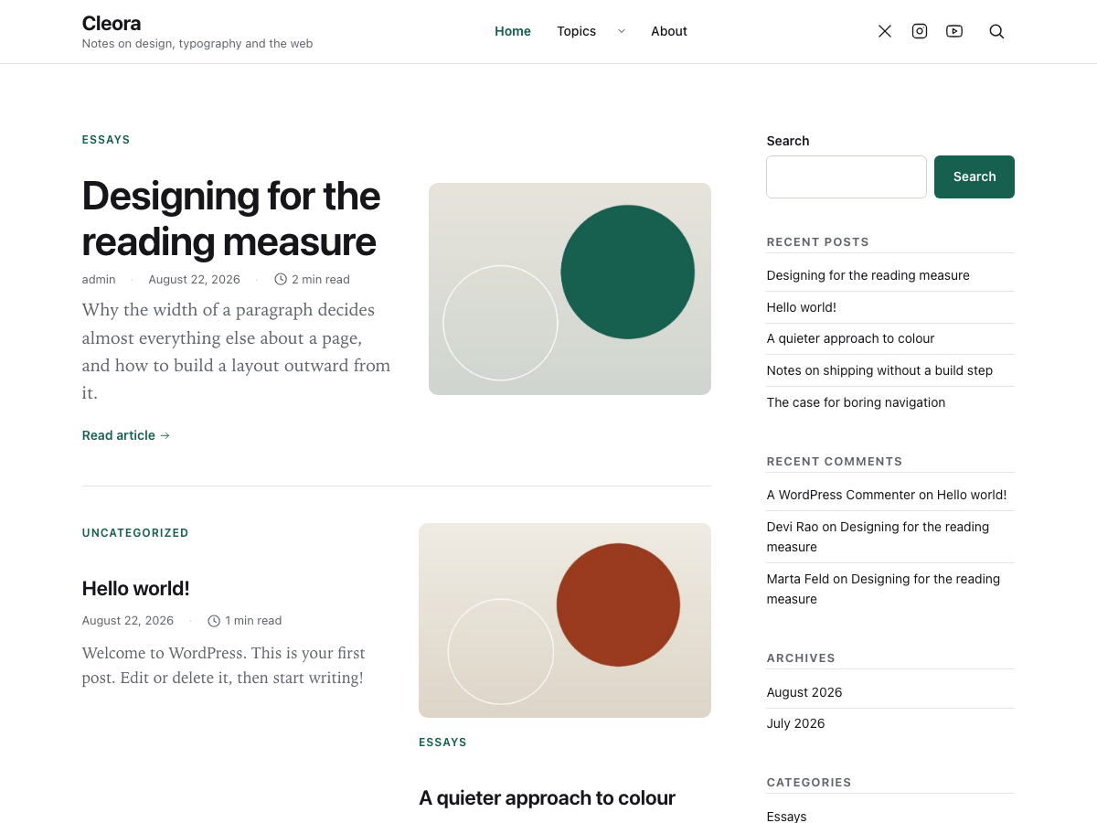 Cleora theme screenshot