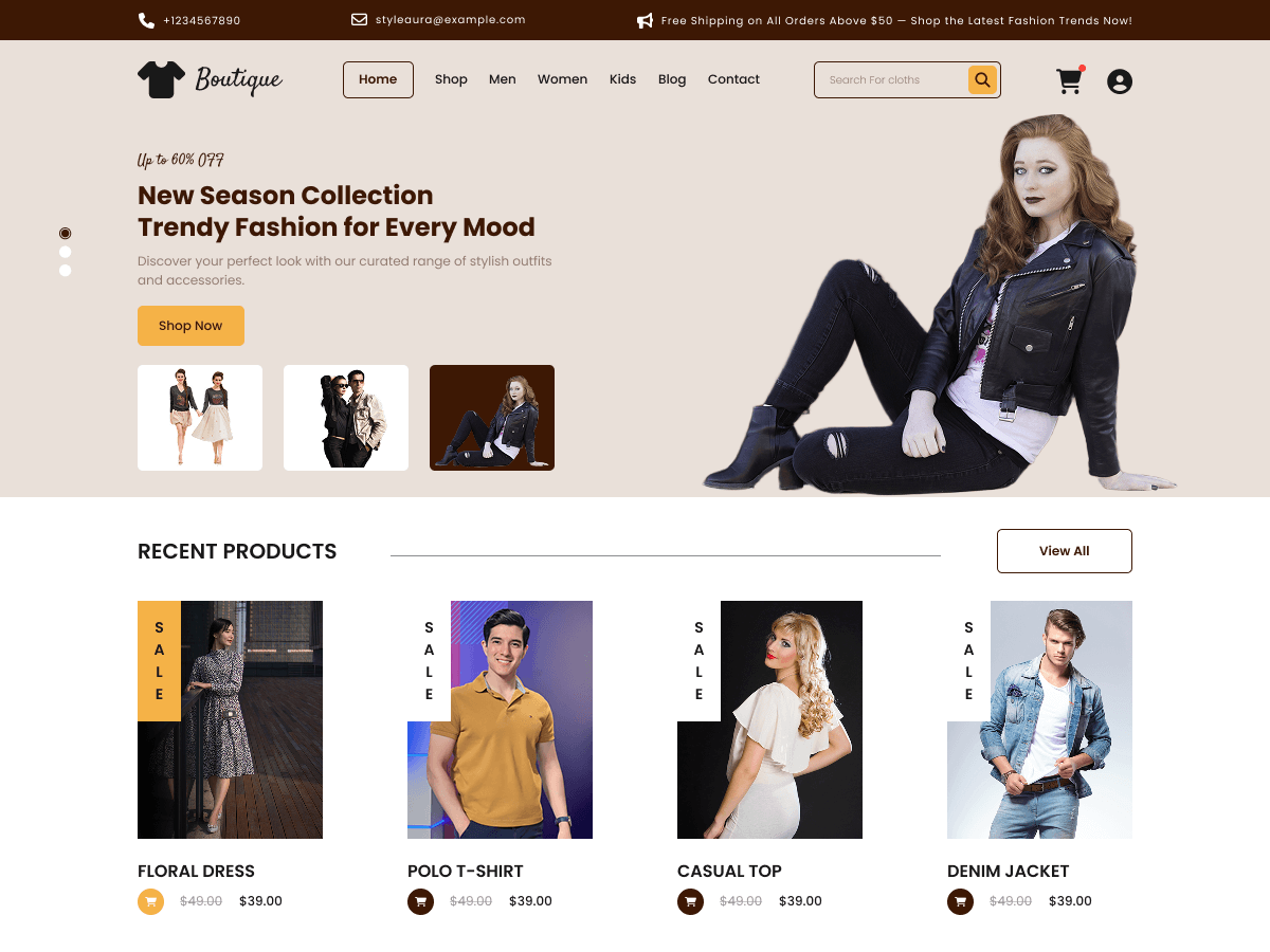 Clothes Boutique theme screenshot