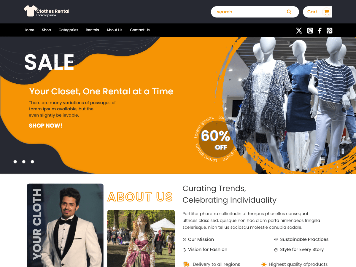 Clothes Rental Services theme screenshot