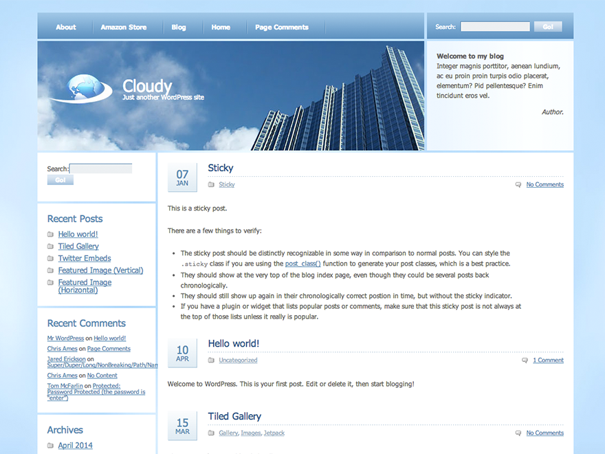 Cloudy theme screenshot