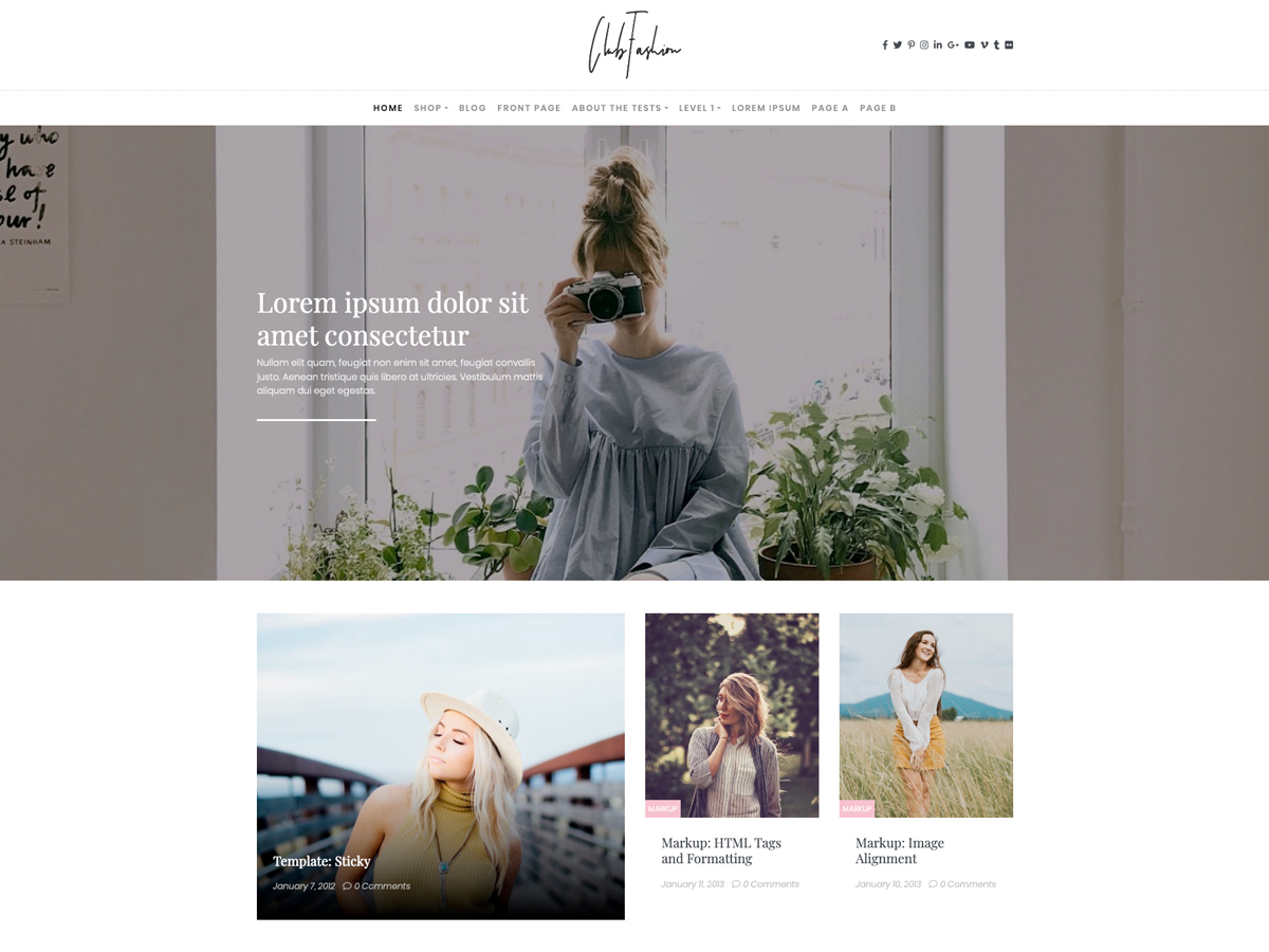 ClubFashion theme screenshot