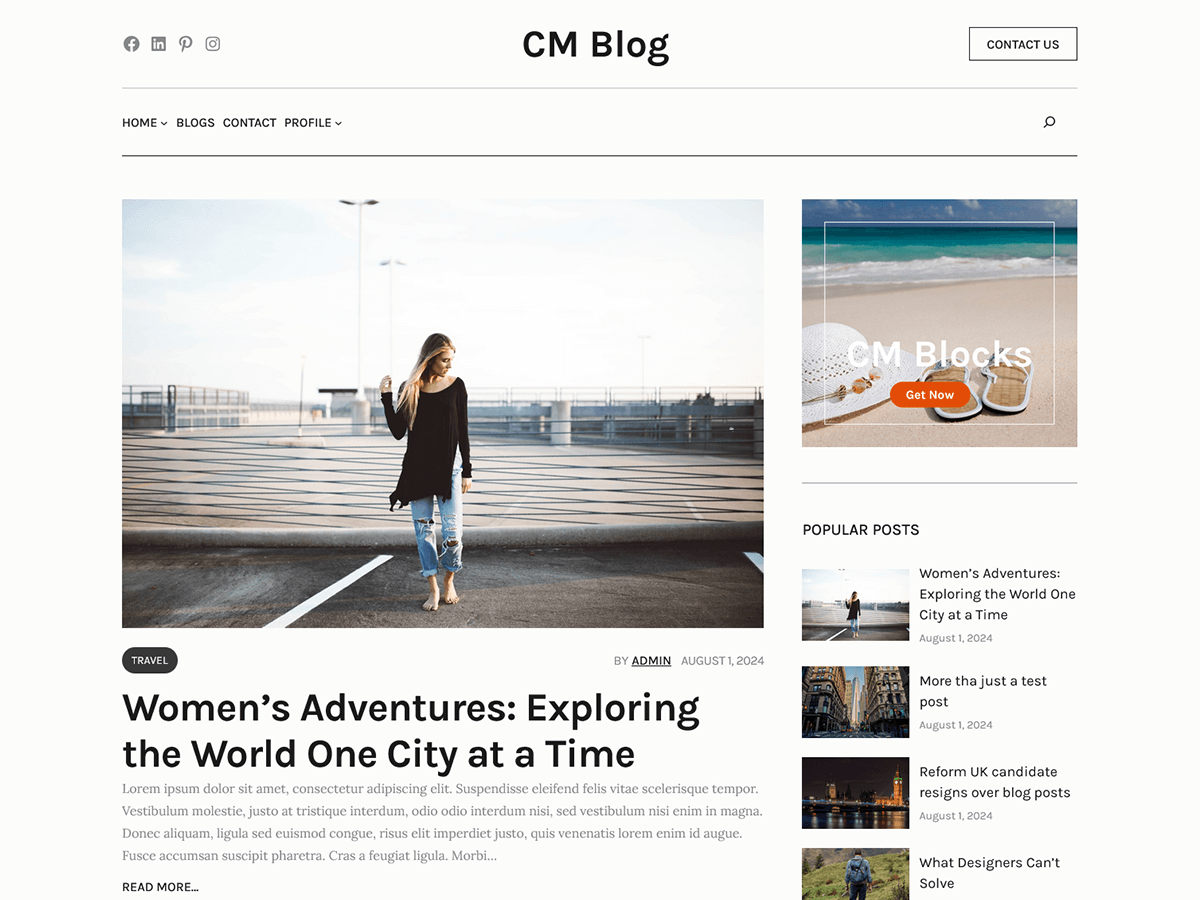CM Blog theme screenshot
