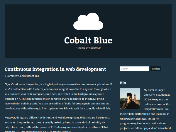 Cobalt Blue theme screenshot