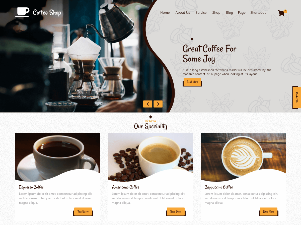 Coffee Shop Corner theme screenshot