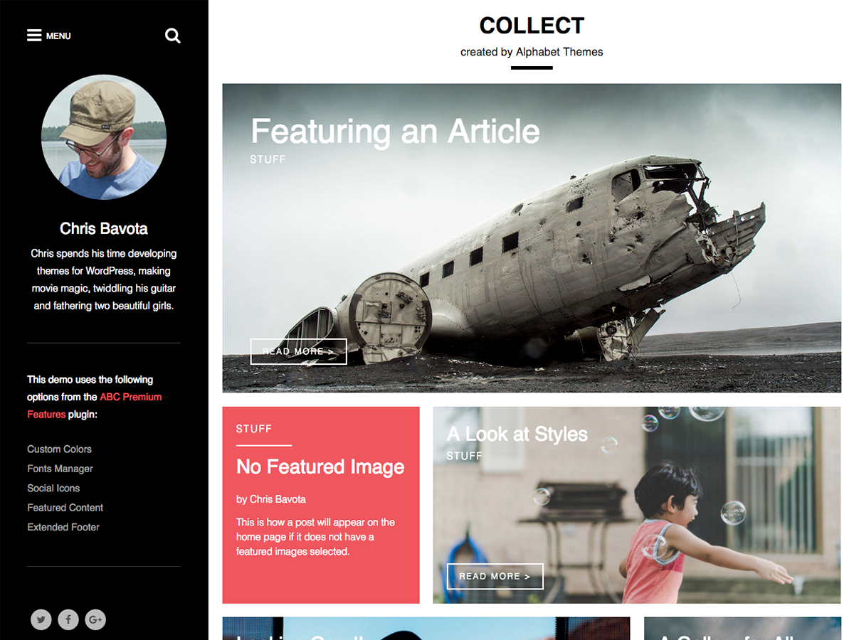 Collect theme screenshot