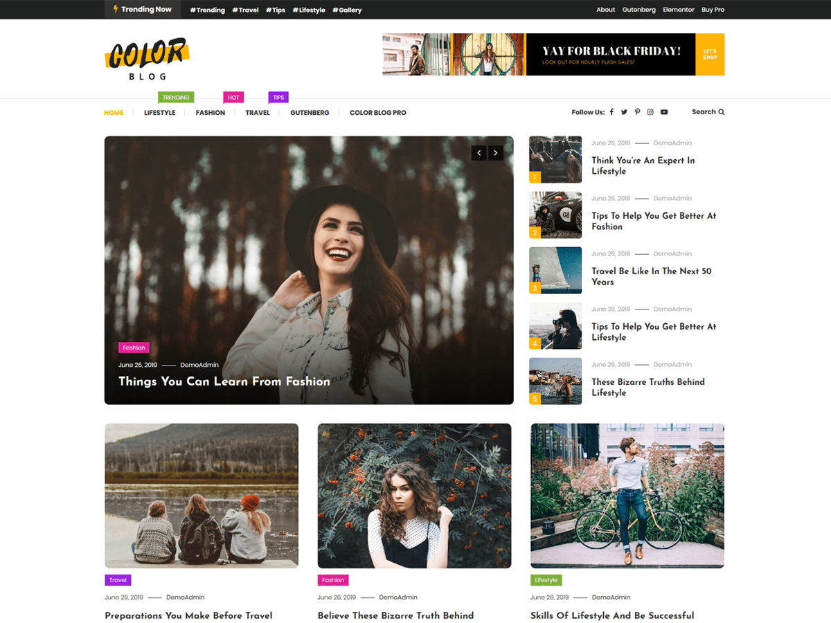 Color Blog theme screenshot