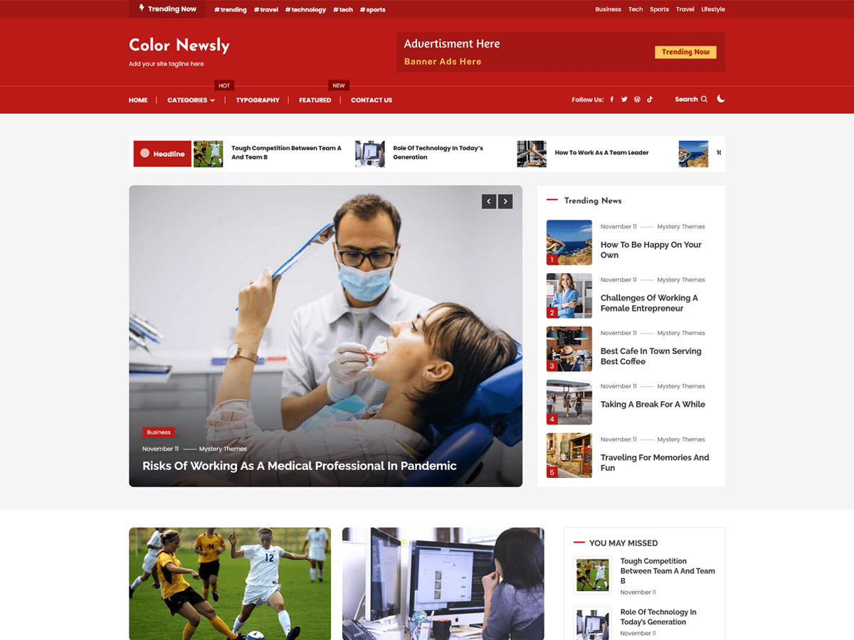 Color Newsly theme screenshot