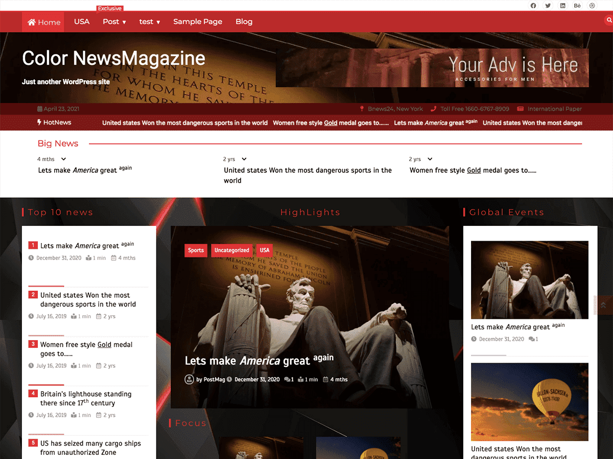 Color Newsmagazine theme screenshot