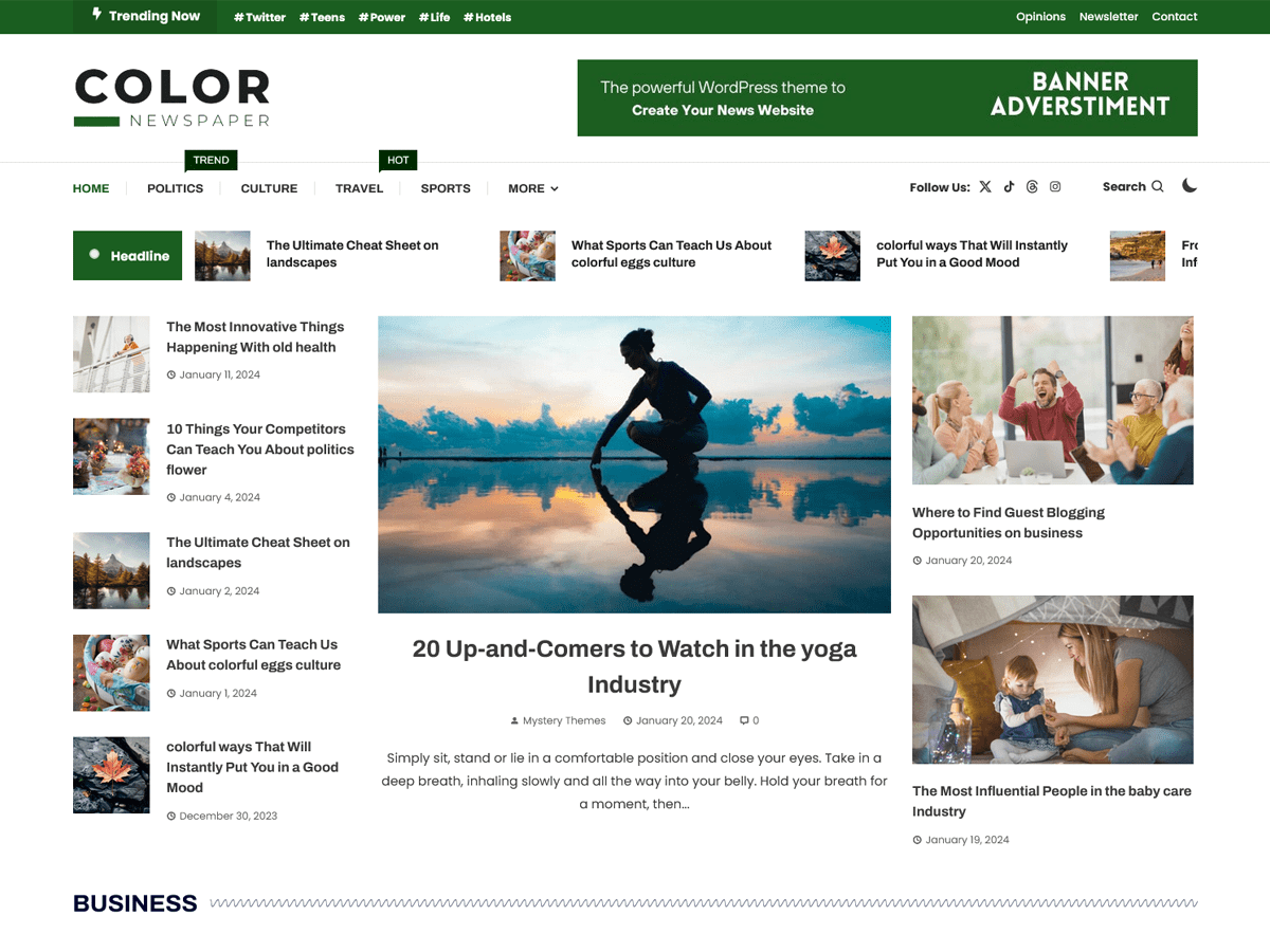 Color Newspaper theme screenshot