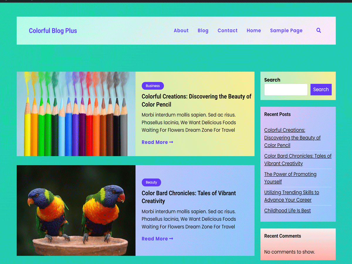 Colorful Blog Plus theme screenshot