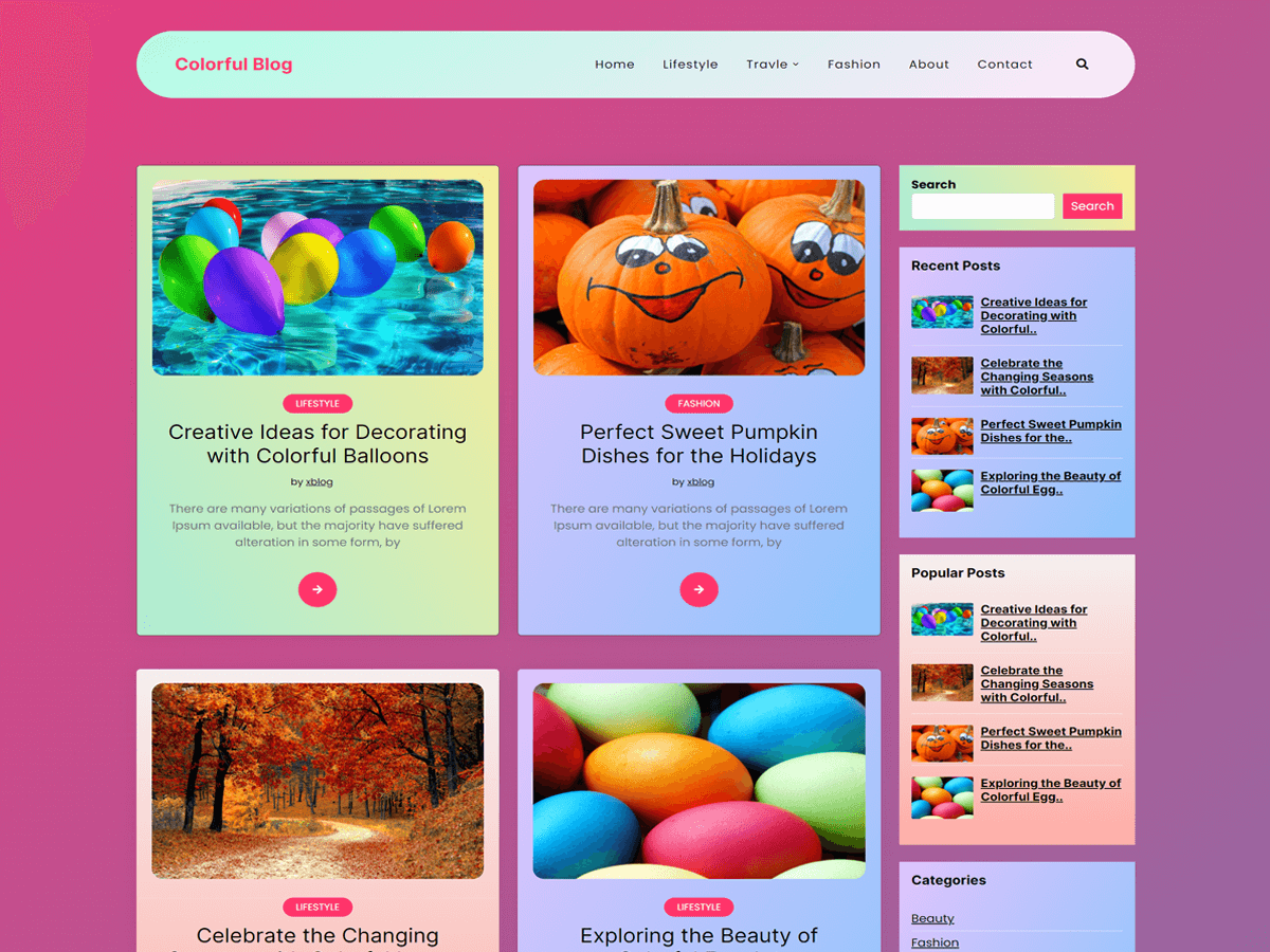Colorful Blog theme screenshot