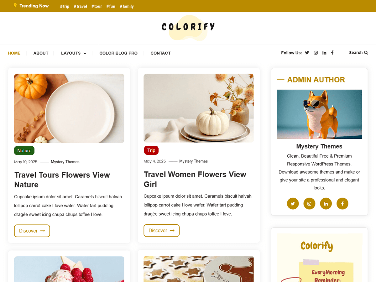 Colorify theme screenshot