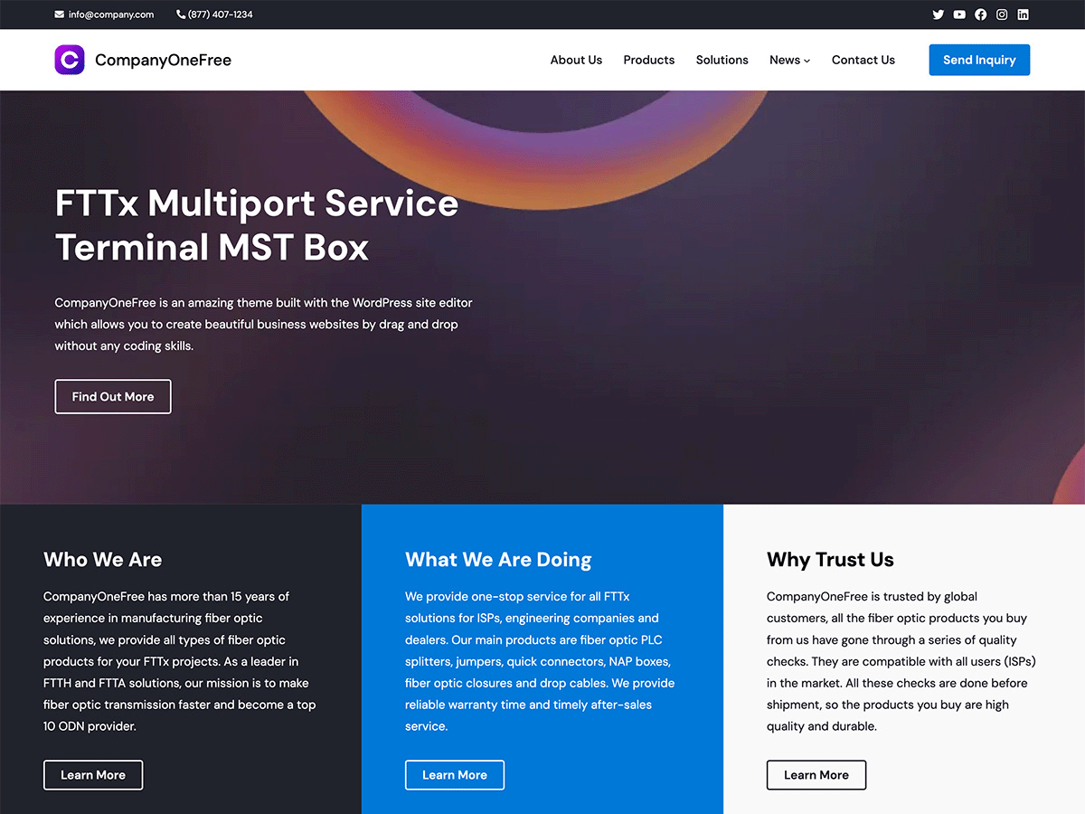 CompanyOneFree theme screenshot