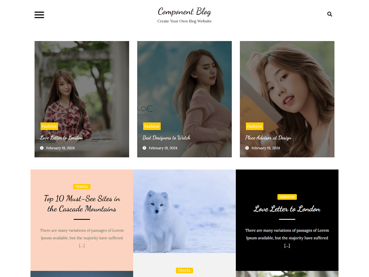 Component Blog theme screenshot