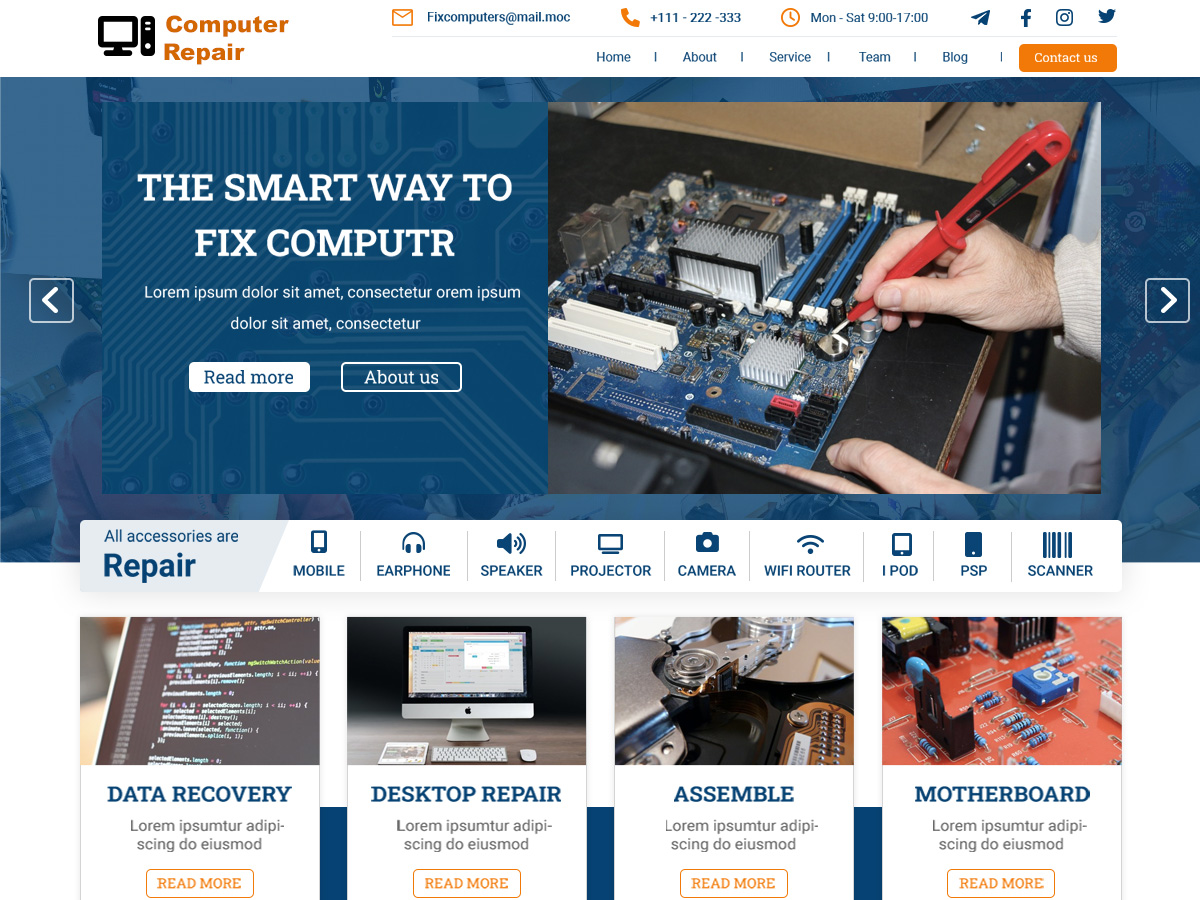 Computer Repair Center theme screenshot