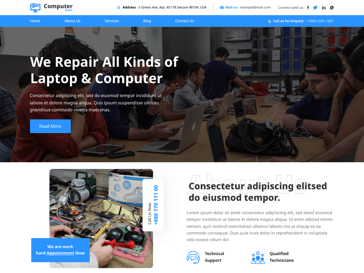 Computer Repair Services theme screenshot
