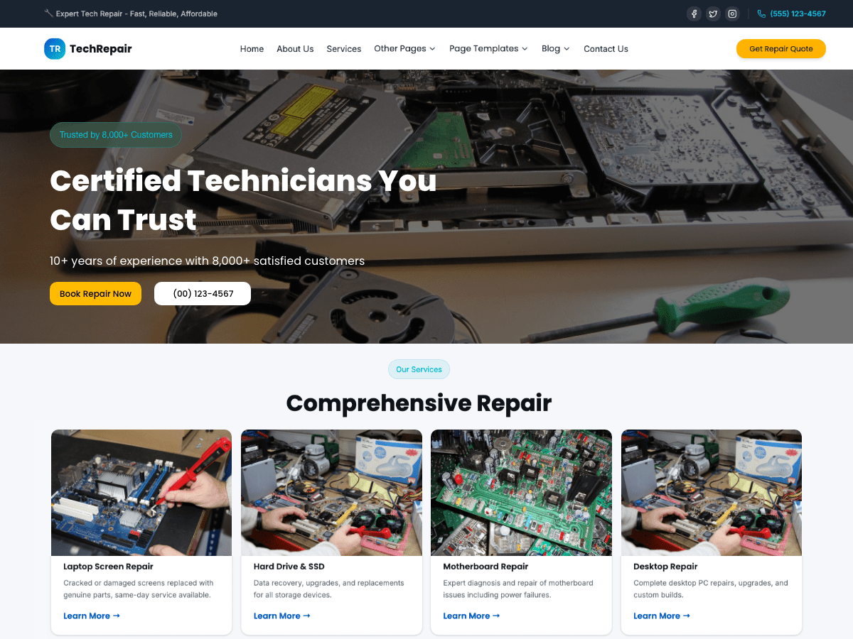 Computer Repair Solutions theme screenshot