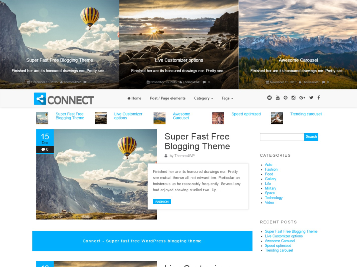 Connect theme screenshot