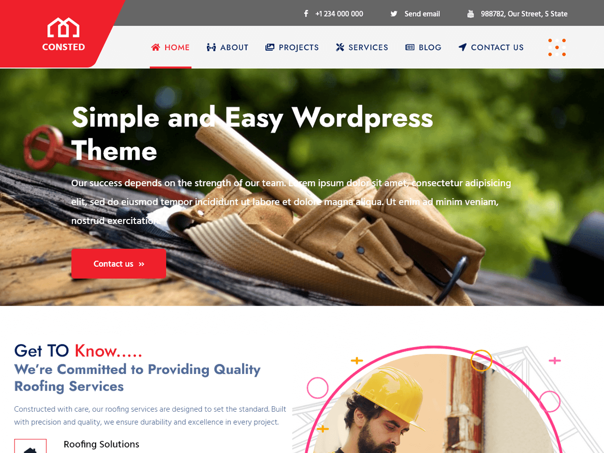 Consted Roofing Flooring theme screenshot