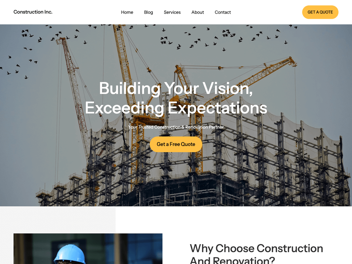Construction And Renovation theme screenshot