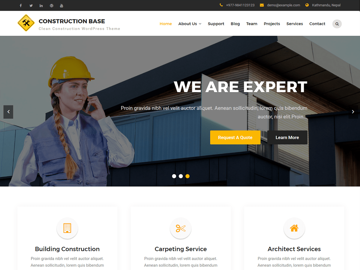 Construction Base theme screenshot