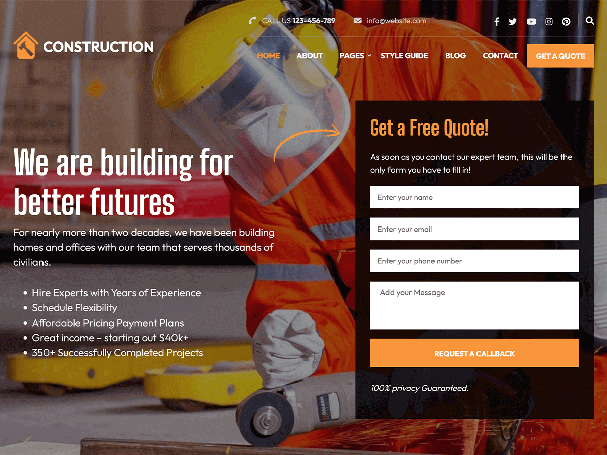 Construction Builders theme screenshot