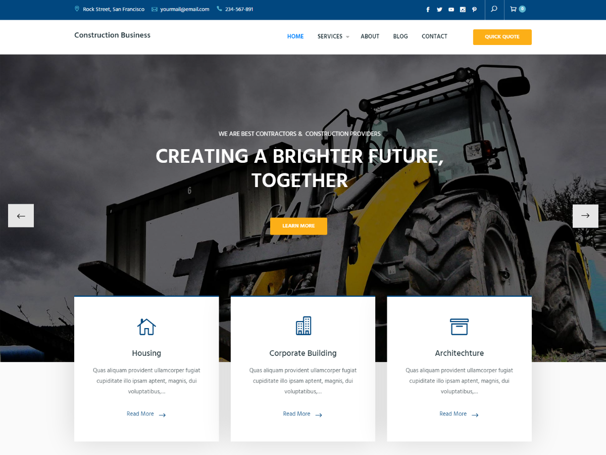Construction Business theme screenshot