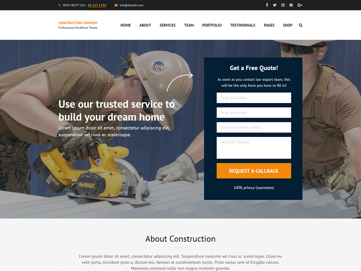 Construction Company theme screenshot