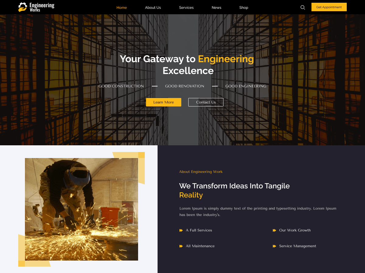 Construction Engineer theme screenshot