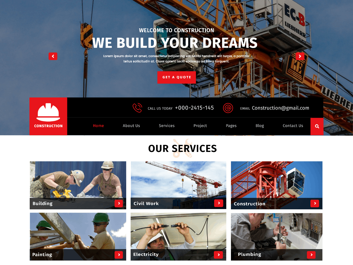 Construction Engineering theme screenshot