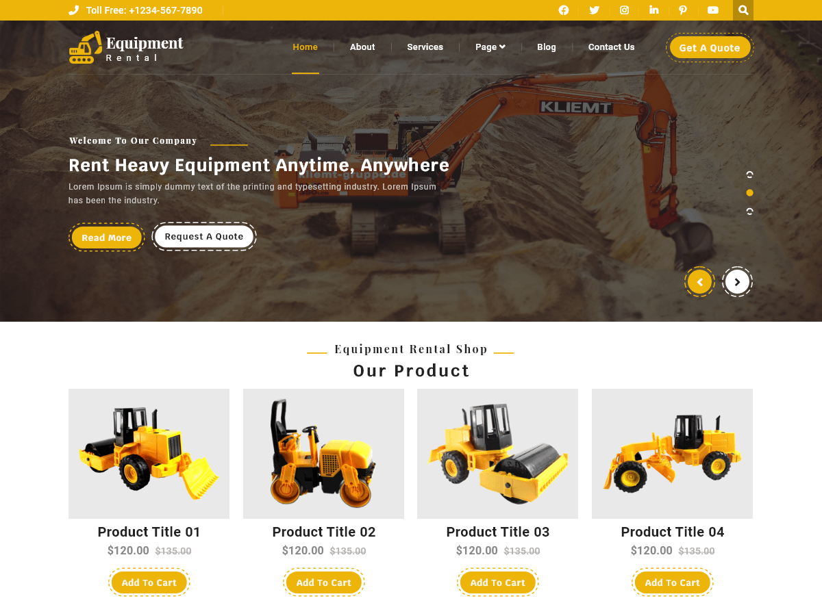 Construction Equipments theme screenshot
