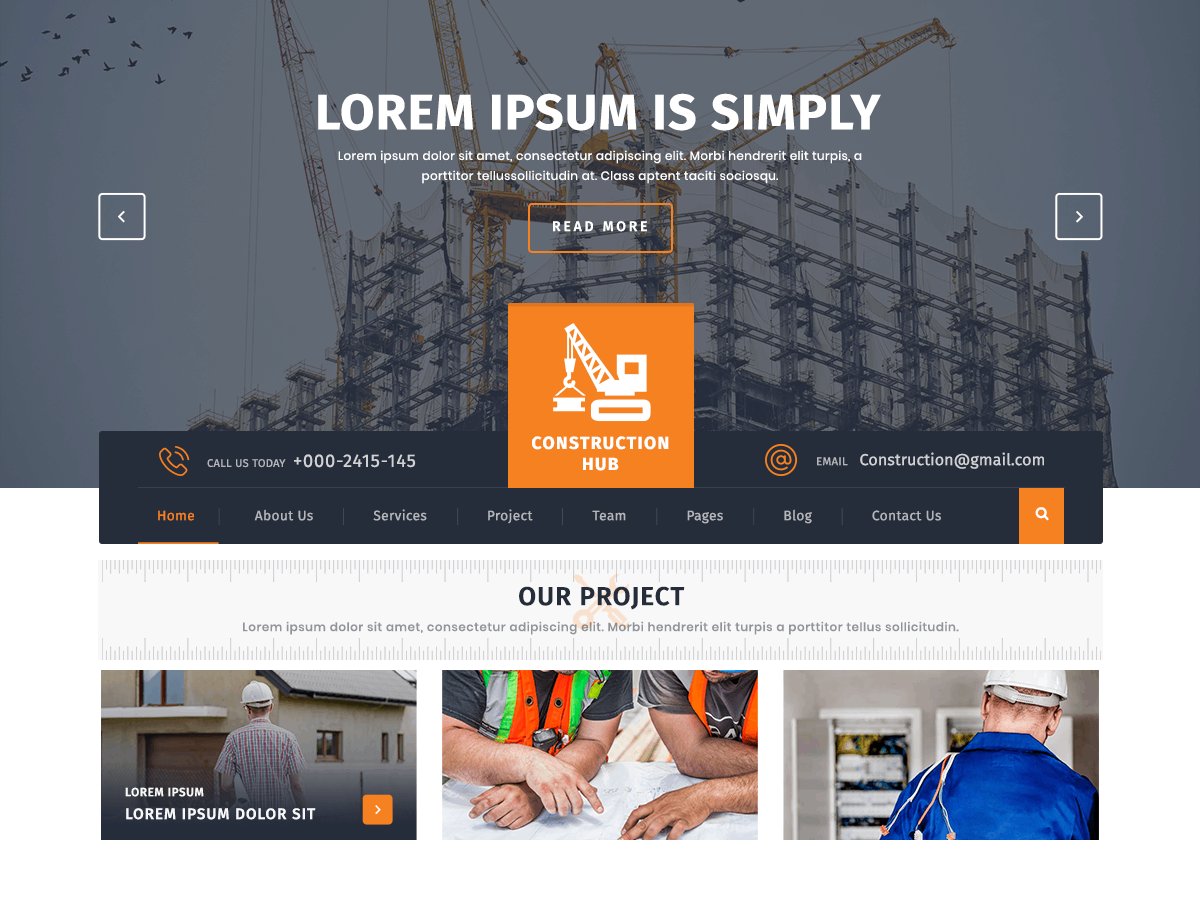 Construction Hub theme screenshot
