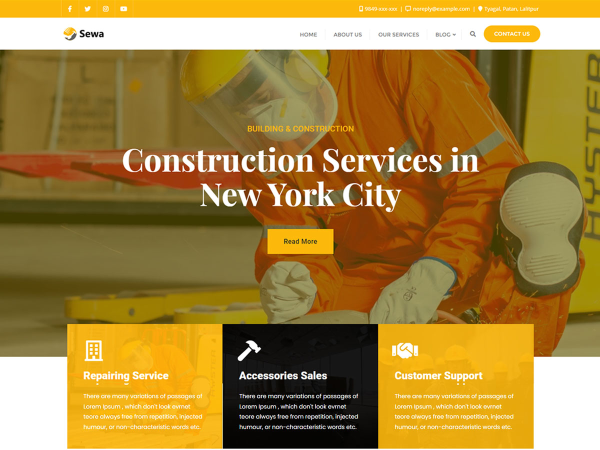 Construction Sewa theme screenshot