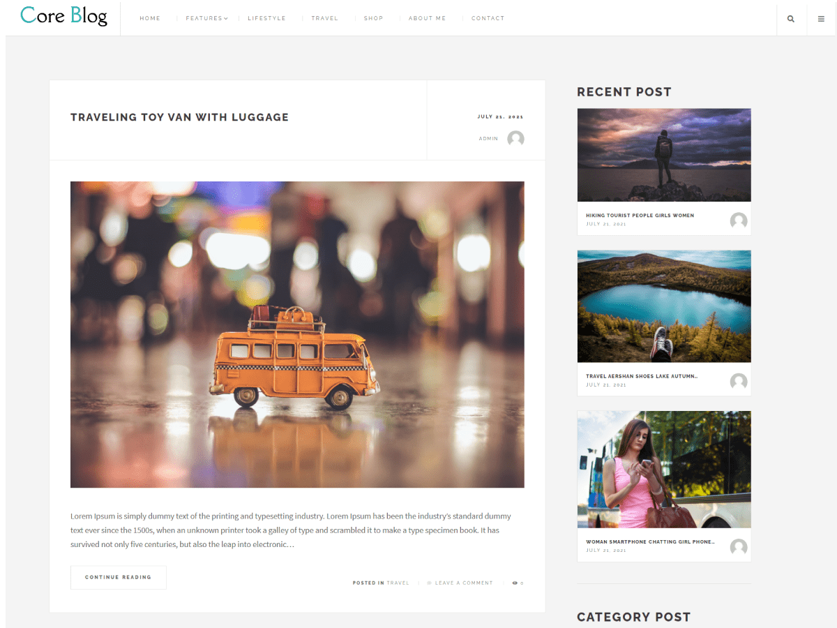 Core Blog theme screenshot