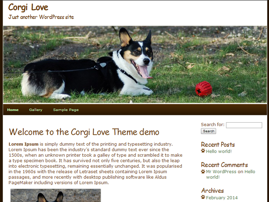 Corgi Love theme screenshot