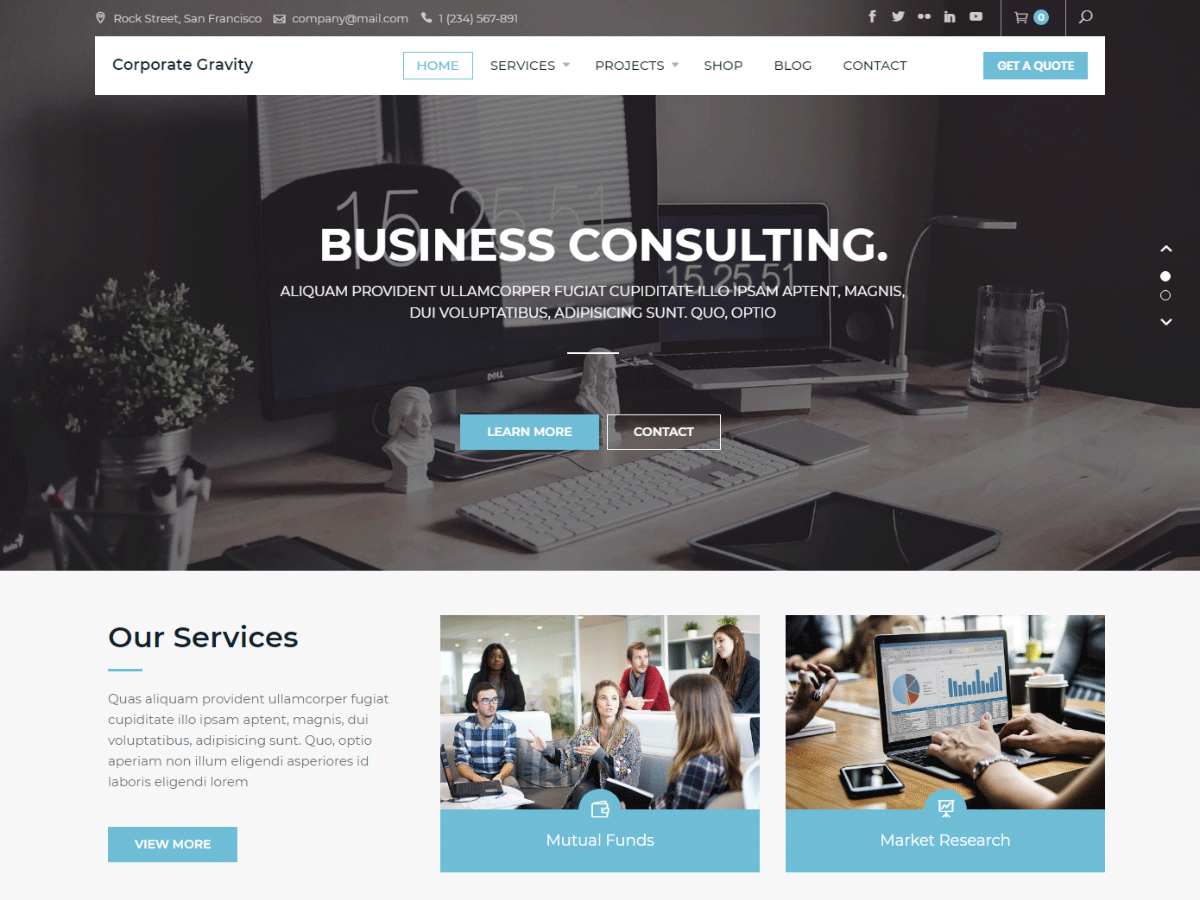 Corporate Gravity theme screenshot