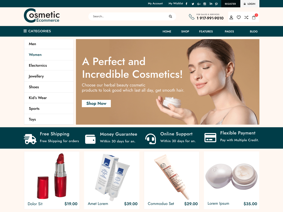 Cosmetic Ecommerce Store theme screenshot