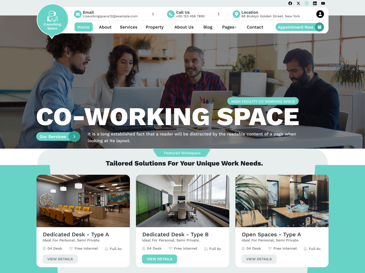 Coworking Office theme screenshot