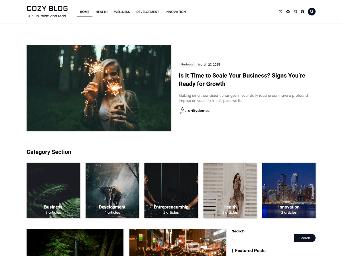 Cozy Blog theme screenshot