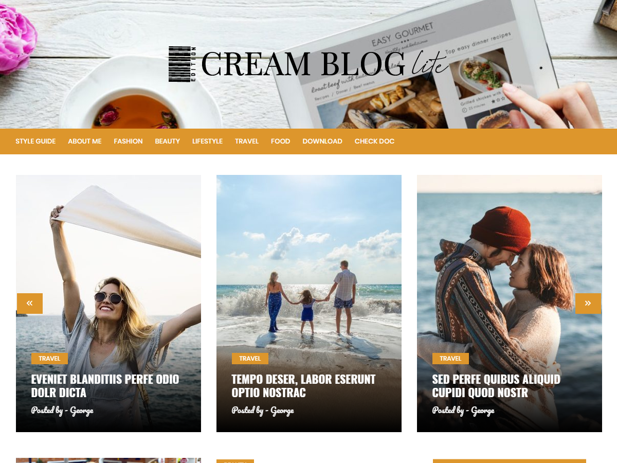 Cream Blog Lite theme screenshot