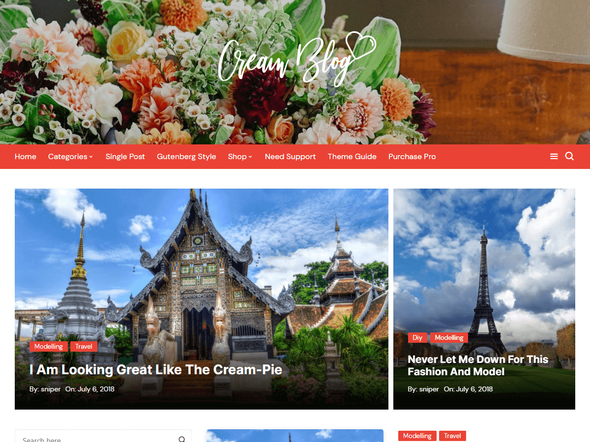 Cream Blog theme screenshot