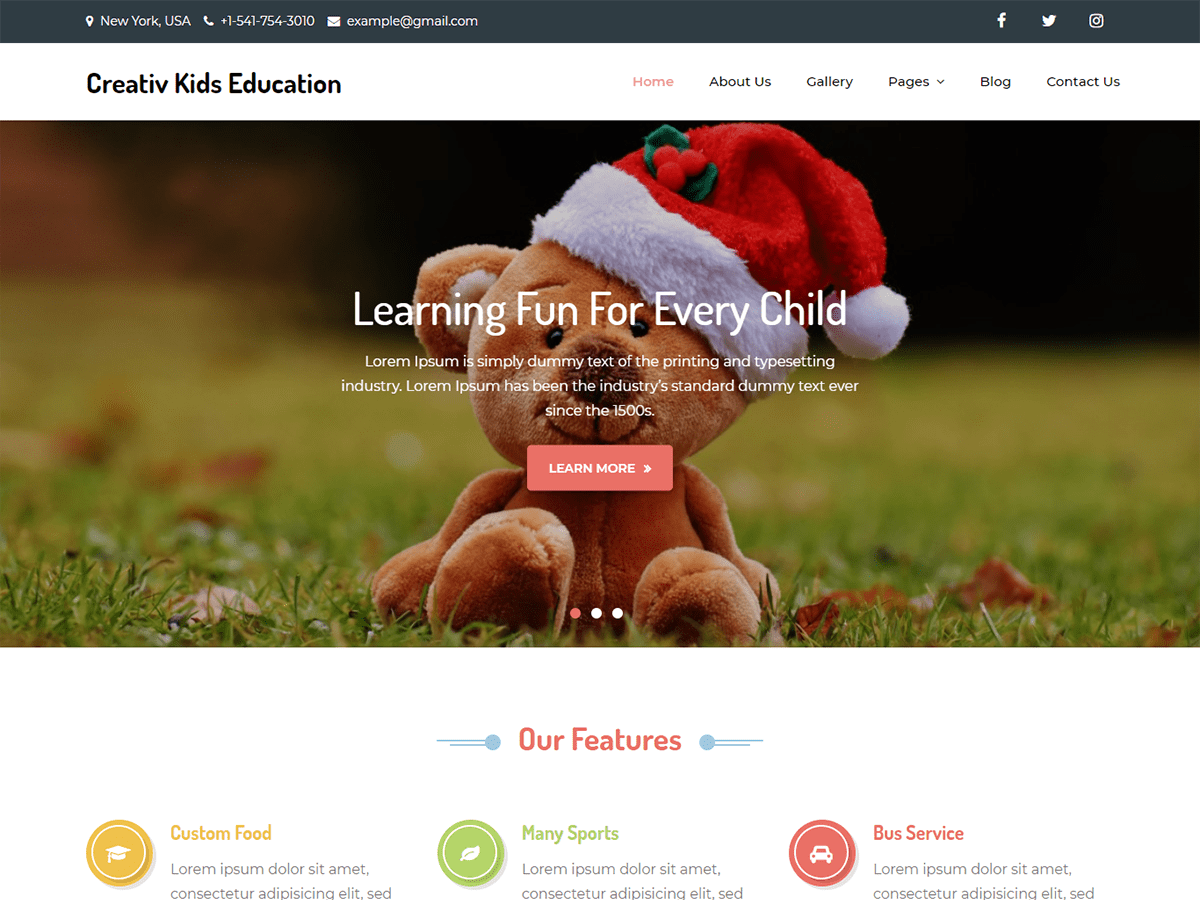 Creativ Kids Education theme screenshot