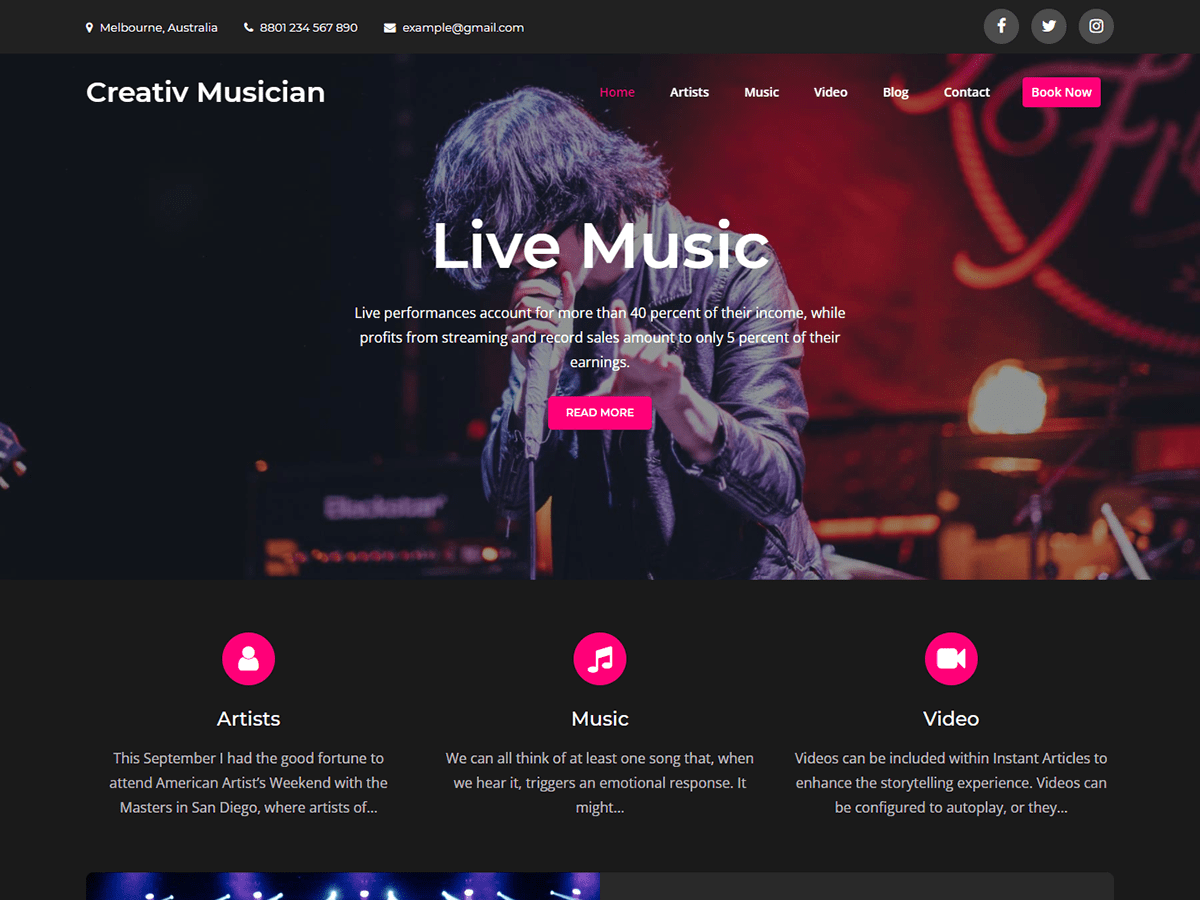 Creativ Musician theme screenshot