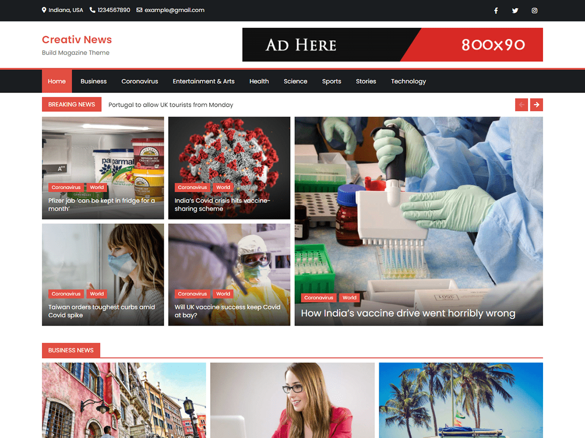 Creativ News theme screenshot