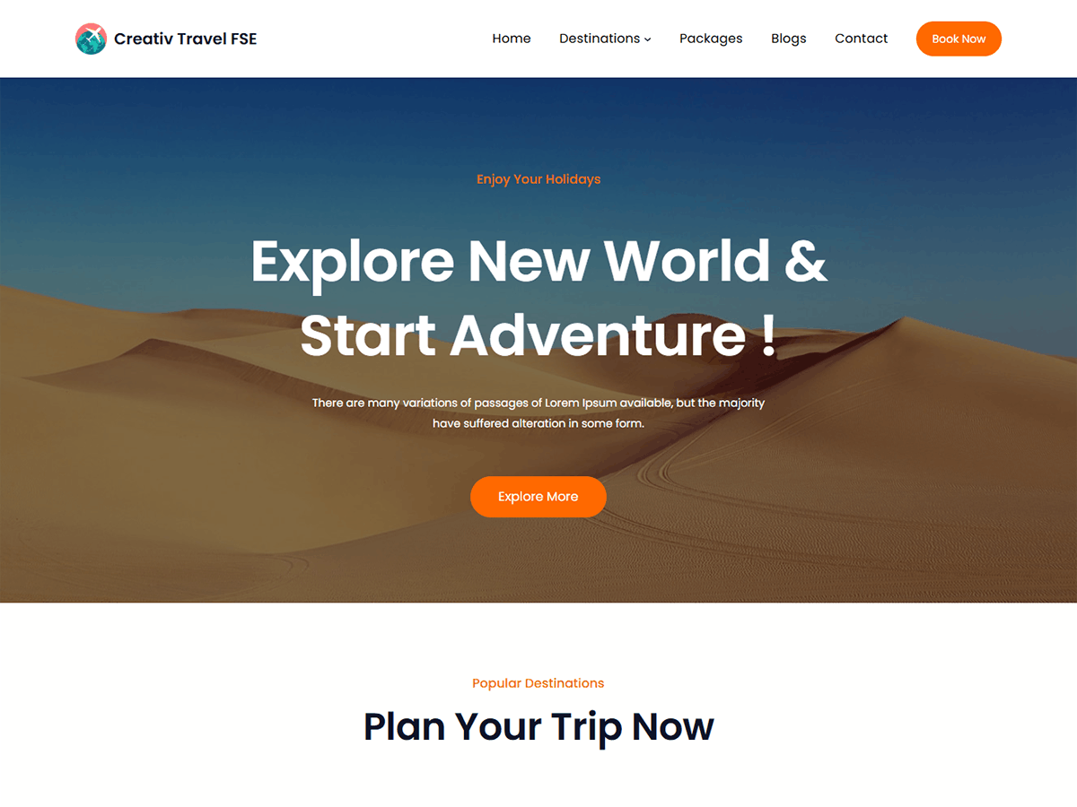 Creativ Travel FSE theme screenshot
