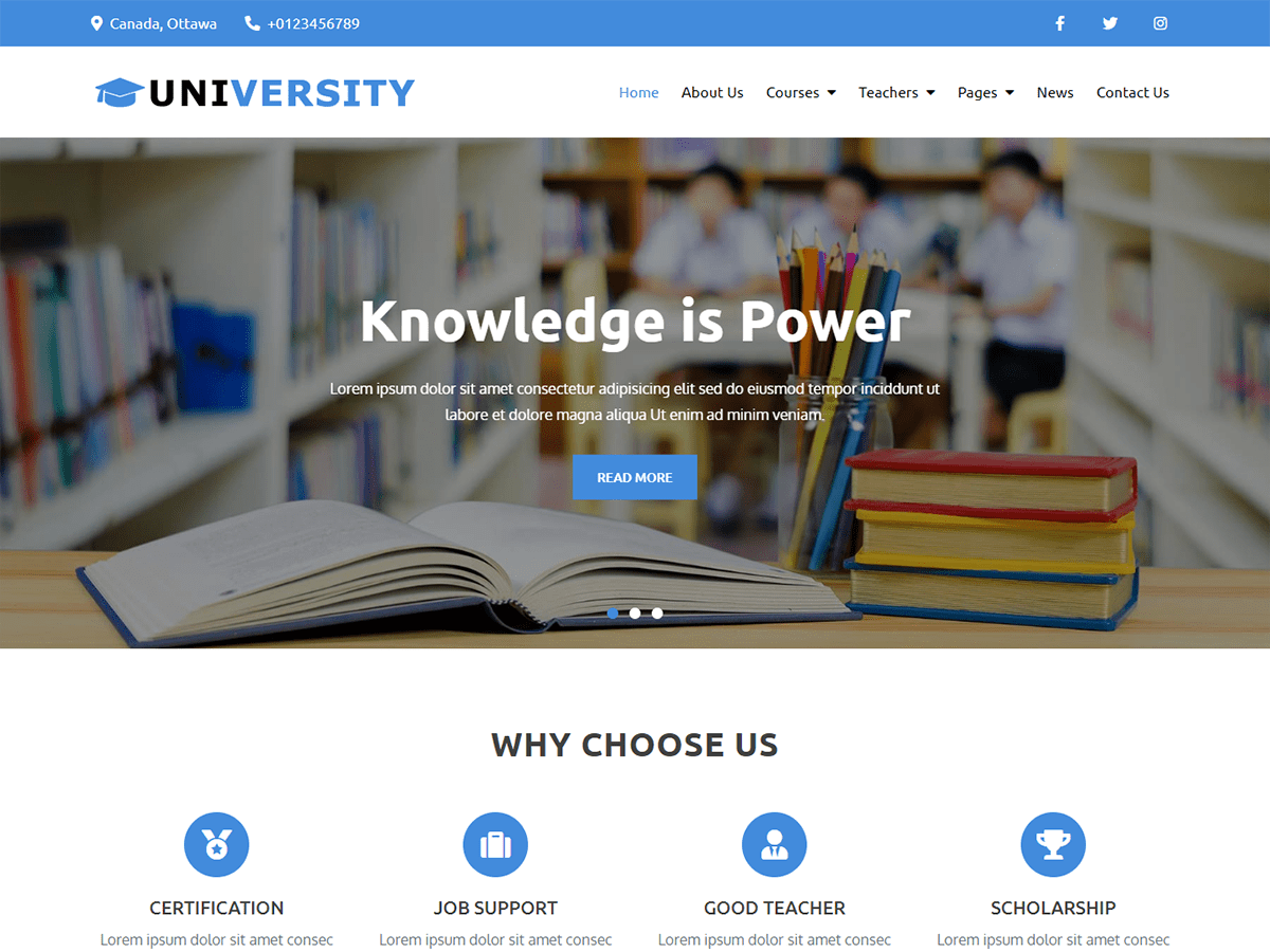 Creativ University theme screenshot